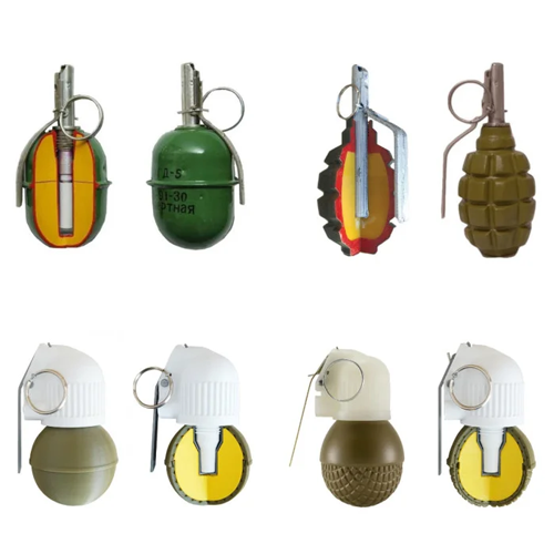 Гранати навчальні Ф-1, РГД-5, РГН, РГО (у розрізі)