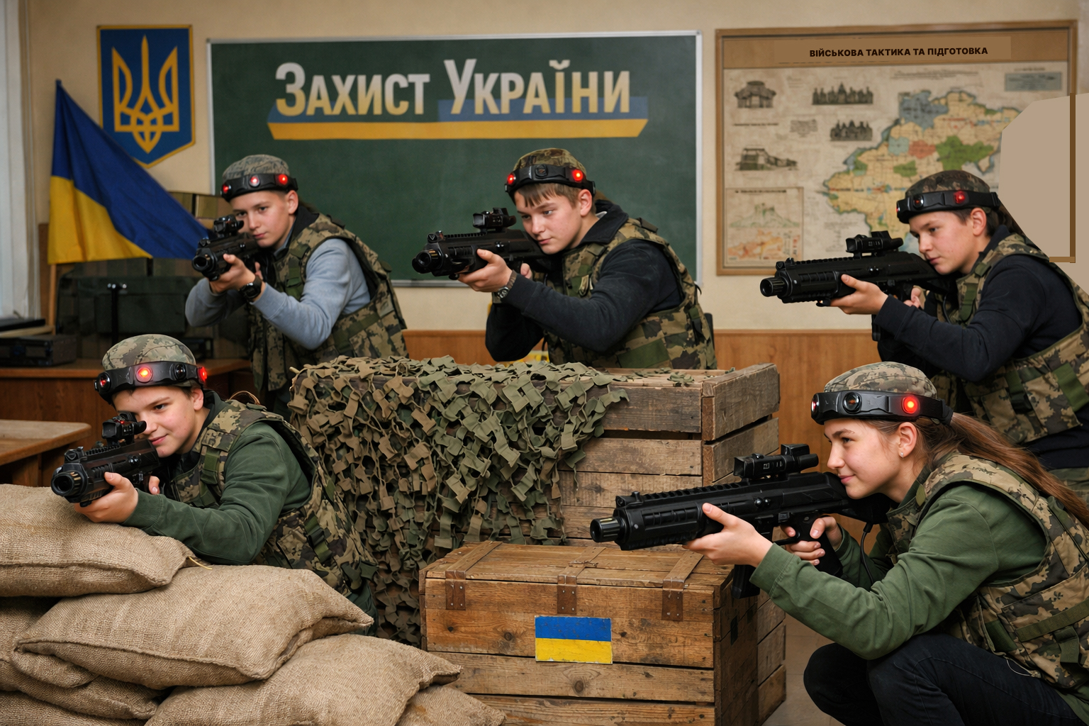 Комплект Лазертаг на 10 гравців, тагери - макети М4(AR-15) і АК-74